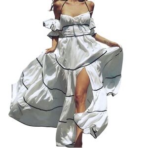 Revise Black and White Halter Back Maxi Dress(Size 42)